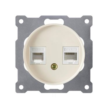 Combination Data Connection Box, Double, 2-Port, Network Socket 2xRJ45, CAT5e, Flush-Mount, without frame, beige