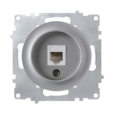 Data connection socket, network socket 1xRJ45, CAT5e, flush-mount, without frame, grey