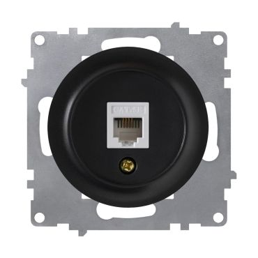 Data connection socket, network socket 1xRJ45, CAT5e, flush-mount, without frame, black