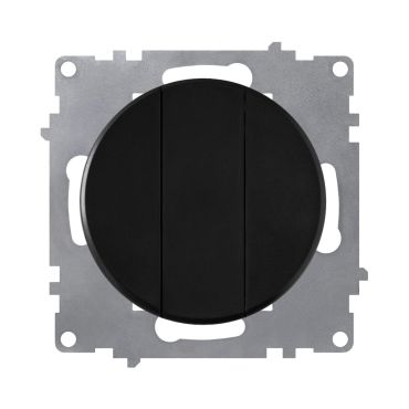 Triple series switch, 1-way, flush-mount, without frame, black