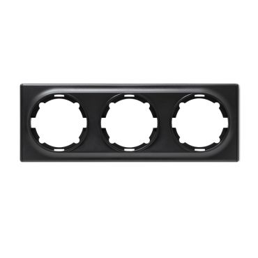 Cover frame for light switch, triple socket, horizontal, flush-mount, Florence series, black