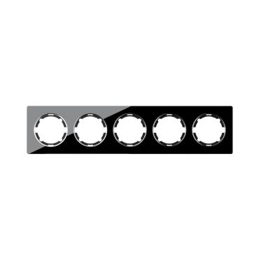 Glass cover frame for light switch, quintuple socket, horizontal, flush-mount, Garda series, black