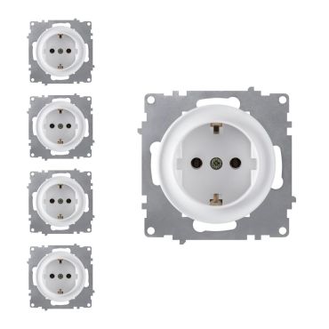 5х Schuko socket set — white