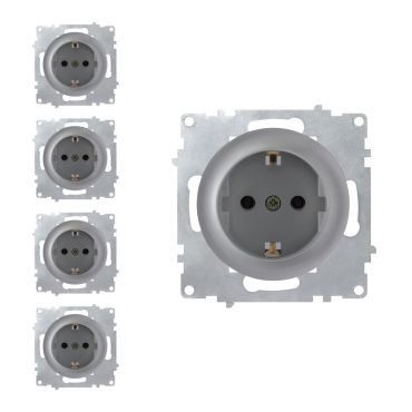 5х Schuko socket set — gray