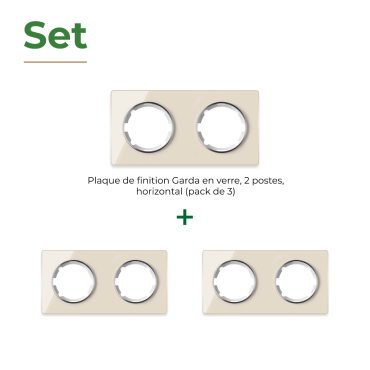 3x Garda Glass Frame Set: Double horizontal frame set, beige