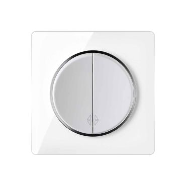 Two-way switch with glass cover frame in white