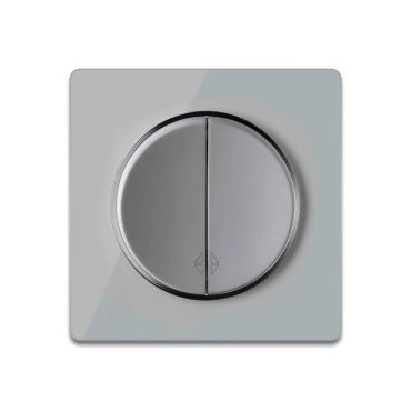 Two-way switch with glass cover frame in grey