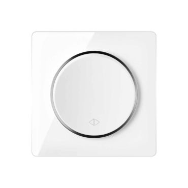 Single-pole, double-throw switch with glass cover frame in white