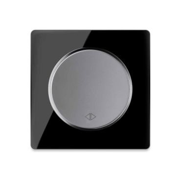Single-pole, double-throw switch grey with glass cover frame in black