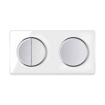 Double-pole switch, Light switch with glass cover frame in 2-way, horizontal - white