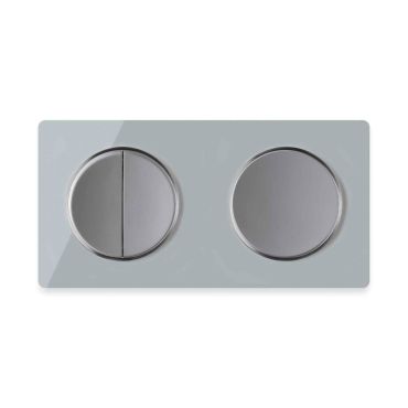 Double-pole switch, Light switch with glass cover frame in 2-way, horizontal - grey