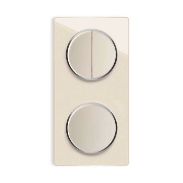 Double-pole switch, Light switch with glass cover frame in 2-way, vertical - beige
