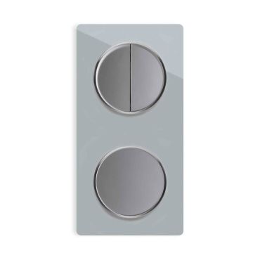 Double-pole switch, Light switch with glass cover frame in 2-way, vertical - grey