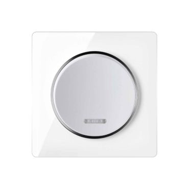 Single-pole indicator switch with glass cover frame in white