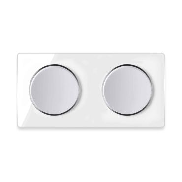 2x Light switch with glass cover frame in 2-way, horizontal - white