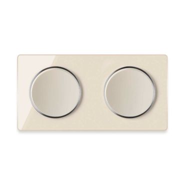 2x Light switch with glass cover frame in 2-way, horizontal - beige
