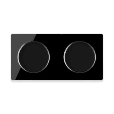 2x Light switch with glass cover frame in 2-way, horizontal - black