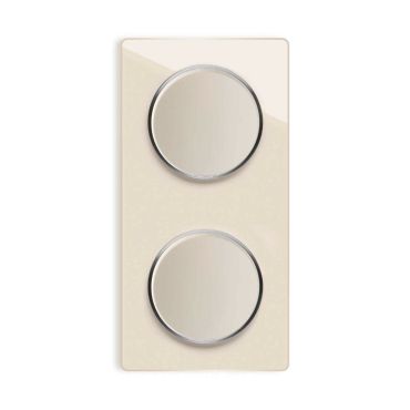 2x Light switch with glass cover frame in 2-way, vertical - beige