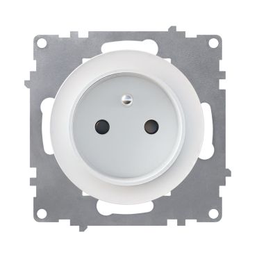 Type E grounded socket, 230V/16A – mechanism only (no frame) – white