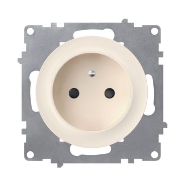 Type E grounded socket, 230V/16A – mechanism only (no frame) – beige