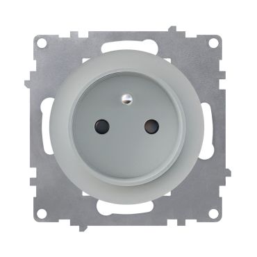 Type E grounded socket, 230V/16A – mechanism only (no frame) – grey