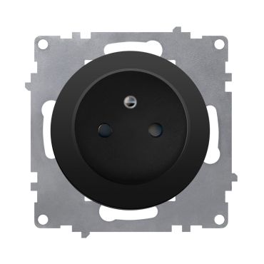 Type E grounded socket, 230V/16A – mechanism only (no frame) – black