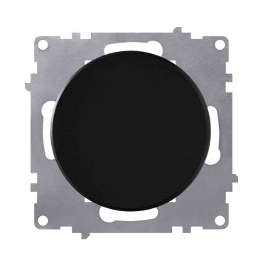Push button switch, flush-mounted light switch, without frame, round, black
