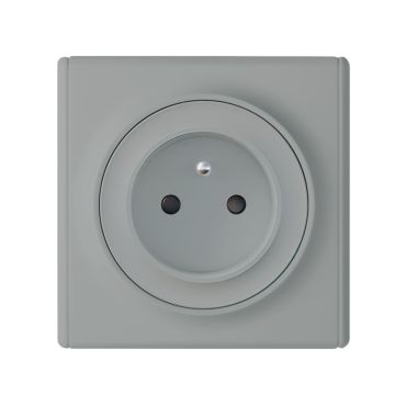 Type E grounded socket, 230V/16A – complete set with plastic frame (Florence) – grey