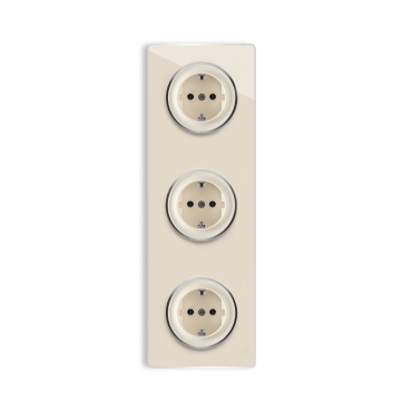 Plaque 3 postes Garda Vertical + 3 Prises avec terre-"Beige"
