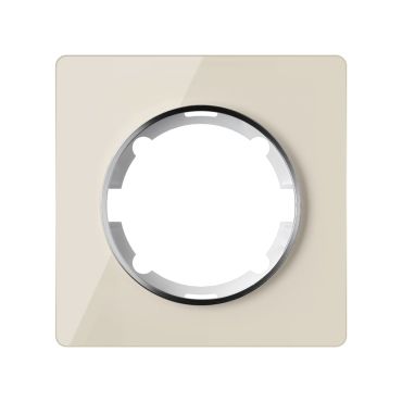 Type E socket, 230V/16A, grounded – complete set with glass frame (Garda series) – beige