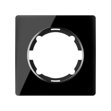 Type E socket, 230V/16A, grounded – complete set with glass frame (Garda series) – black