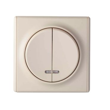 2 gang one-way switch with lighting with Florence frame - beige