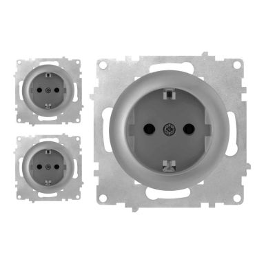3х Schuko socket outlet set - grey