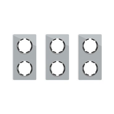 3x Garda Glass Cover Frame Set: Double Slot Cover Frame, Vertical, grey
