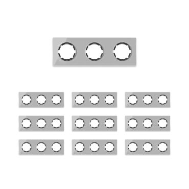 10x Garda Glass Cover Frame Set: Triple Horizontal Frame, grey