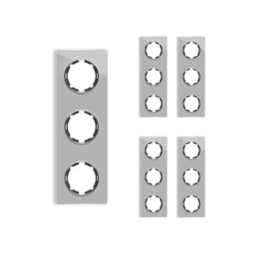 5х Garda Glass Cover Frame Set: Triple Vertical Frame, grey