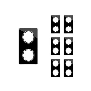 7x Garda Glass Cover Frame Set: Double Vertical Frame, black