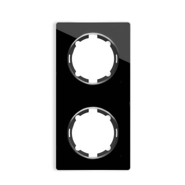 2-gang glass frame, vertical, series: Garda, black