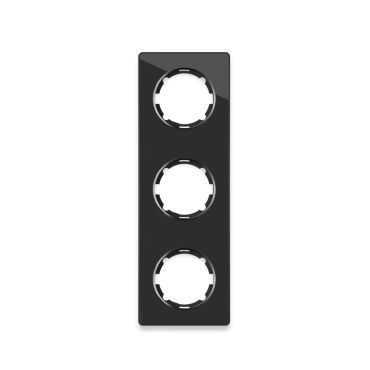 3-gang glass frame, vertical, series: Garda, black