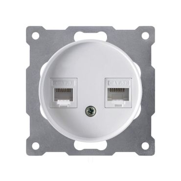 Combination Data Connection Box, Double, 2-Port, Network Socket 2xRJ45, CAT5e, Flush-Mount, without frame, white