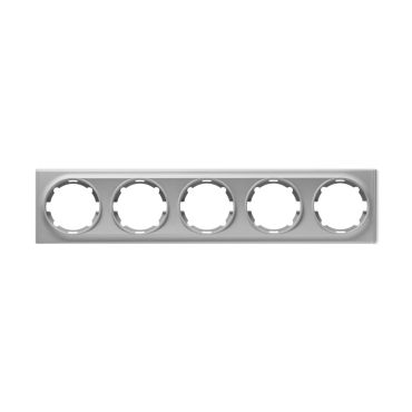 Cover frame for light switch, five sockets, horizontal, flush-mount, Florence series, grey