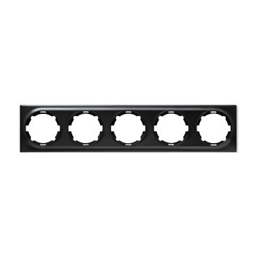 Cover frame for light switch, five sockets, horizontal, flush-mount, Florence series, black