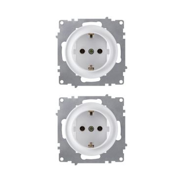 2х Schuko socket set — white