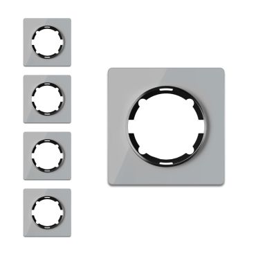 Garda Line Set of 5 Glass Cover Frames for Light Switches and Sockets, grey