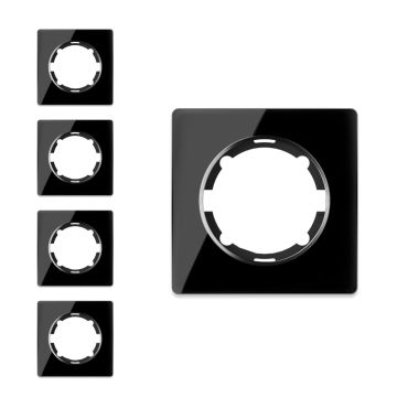 Garda Line Set of 5 Glass Cover Frames for Light Switches and Socketsm black