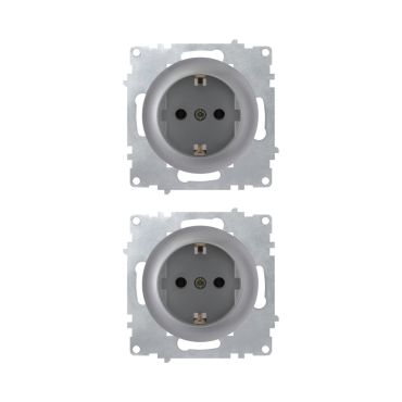2х Schuko socket set — gray