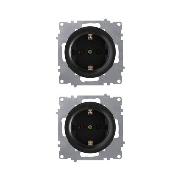 2х Schuko socket set — black