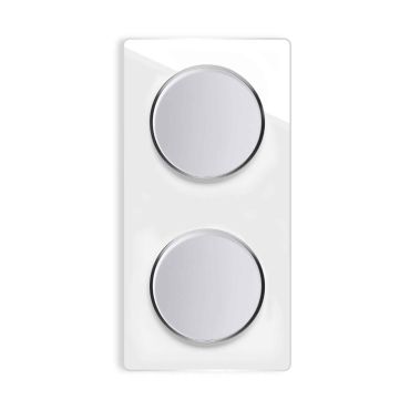2x Lichtschalter mit Glas-Abdeckrahmen 2fach senkrecht - weiß