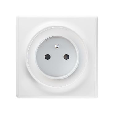 Type E grounded socket, 230V/16A – complete set with plastic frame (Florence) – white