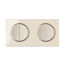 Double-pole switch, Light switch with glass cover frame in 2-way, horizontal - beige